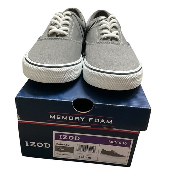 IZOD Men's Canvas Shoes Memory foam Gray Size 10 NIB - Picture 5 of 14